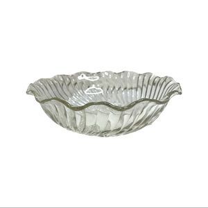Depression Swirl Clear Glass Bowl with Scalloped Rim